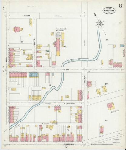 Sanborn Fire Insurance Map from Norristown, Montgomery County, Pennsylvania (1902), Sheet #0008 - Complete Map Set gallery image, historic Sanborn map, vintage wall art, Pennsylvania Pennsylvania