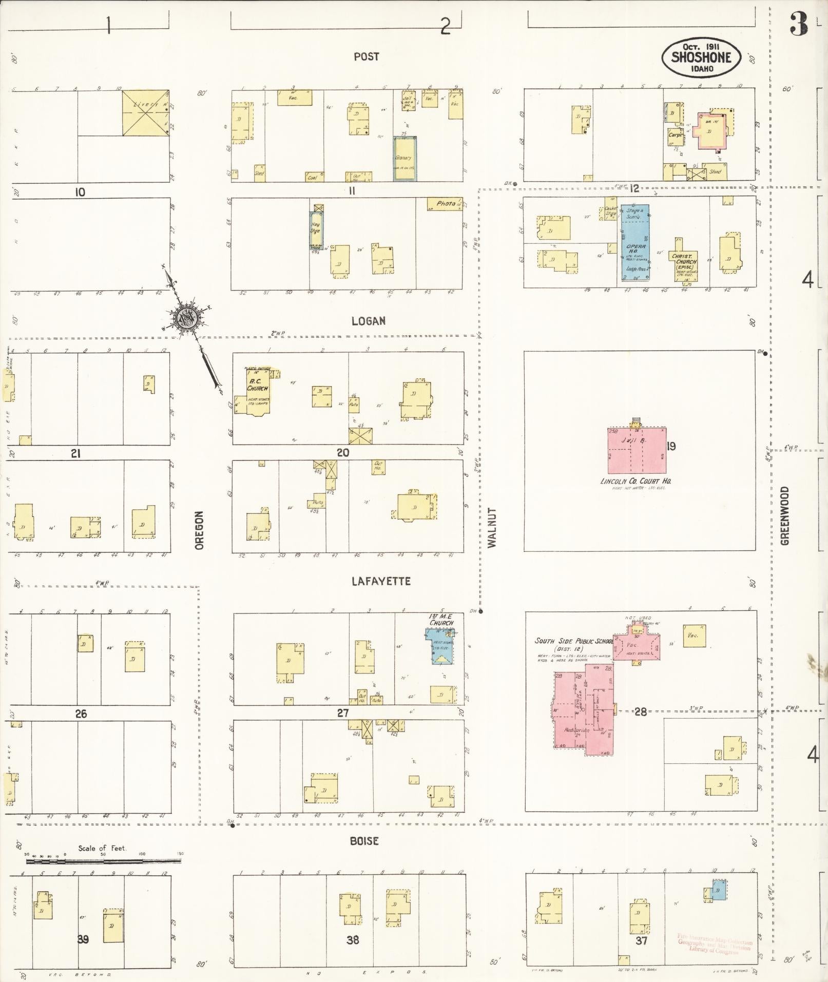 Sanborn Fire Insurance Map from Shoshone, Lincoln County, Idaho (1911), Sheet #0003 - Historic Sanborn Fire Insurance Map Print, vintage old map wall art, antique decor, genealogy gift, Idaho Idaho map