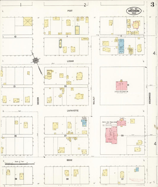 Sanborn Fire Insurance Map from Shoshone, Lincoln County, Idaho (1911), Sheet #0003 - Historic Sanborn Fire Insurance Map Print, vintage old map wall art, antique decor, genealogy gift, Idaho Idaho map