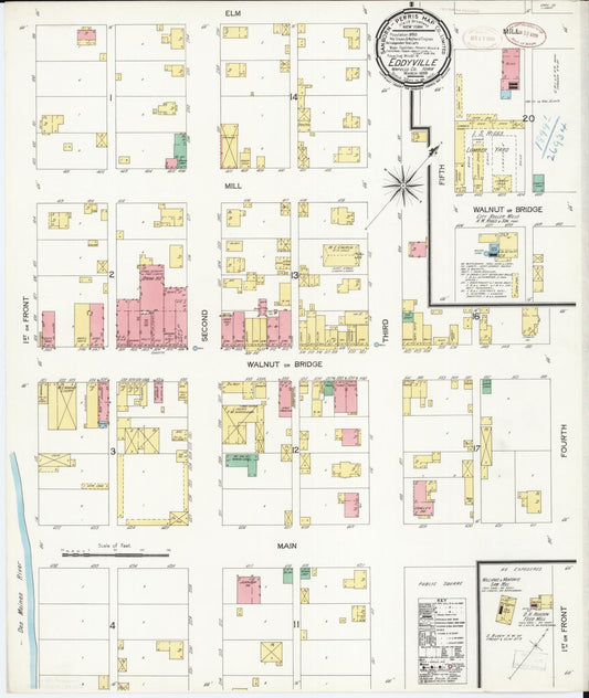 Sanborn Fire Insurance Map from Eddyville, Wapello County, Iowa (1899), Sheet #0001 - Historic Sanborn Fire Insurance Map Print, vintage old map wall art