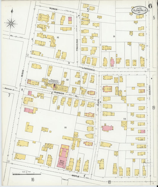 Sanborn Fire Insurance Map from Glens Falls, Warren County, New York (1901), Sheet #0006 - Historic Sanborn Fire Insurance Map Print, vintage old map wall art, antique decor, genealogy gift, New York New York map