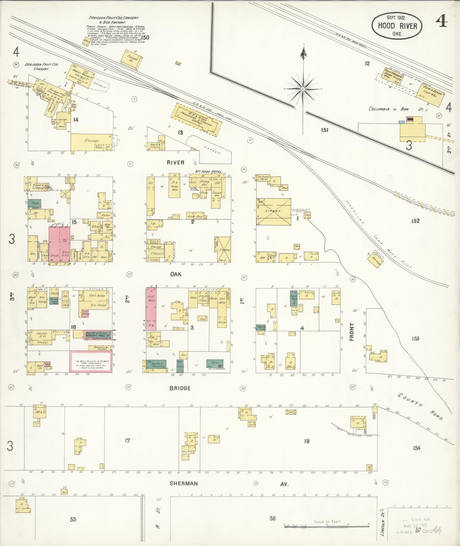 Sanborn Fire Insurance Map from Hood River, Hood River County, Oregon (1902), Sheet #0004 - Complete Map Set gallery image, historic Sanborn map, vintage wall art, Oregon Oregon