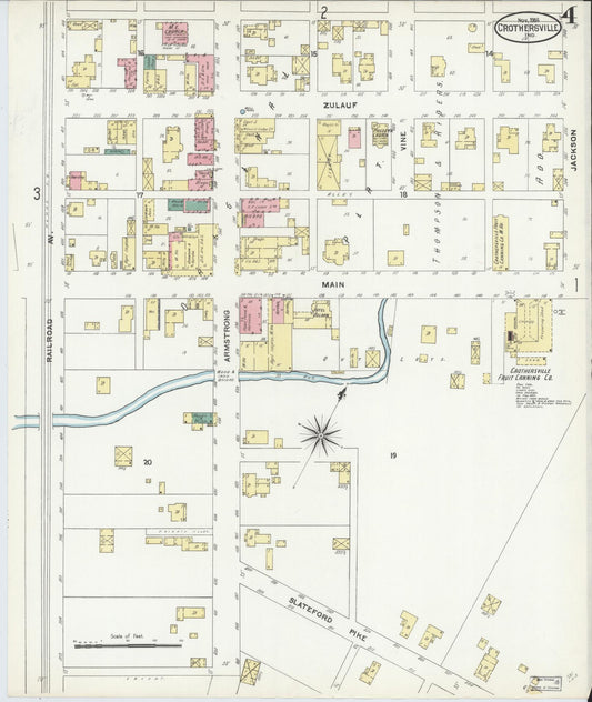 Sanborn Fire Insurance Map from Crothersville, Jackson County, Indiana (1906), Sheet #0004 - Historic Sanborn Fire Insurance Map Print, vintage old map wall art, antique decor, genealogy gift, Indiana Indiana map