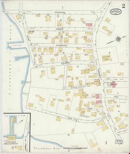 Sanborn Fire Insurance Map from Kittery, York County, Maine (1919), Sheet #0002 - Complete Map Set gallery image, historic Sanborn map, vintage wall art, Maine Maine