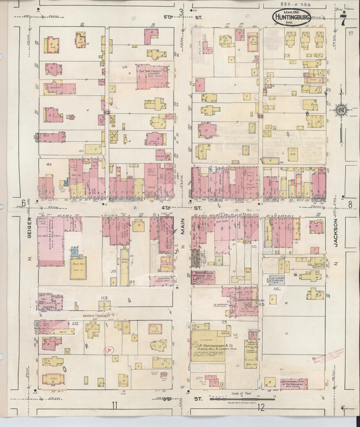 Sanborn Fire Insurance Map from Huntingburg, Dubois County, Indiana (1949), Sheet #0007 - Historic Sanborn Fire Insurance Map Print, vintage old map wall art, antique decor, genealogy gift, Indiana Indiana map