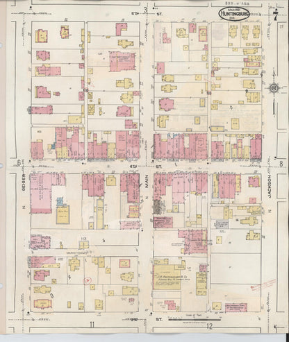 Sanborn Fire Insurance Map from Huntingburg, Dubois County, Indiana (1949), Sheet #0007 - Historic Sanborn Fire Insurance Map Print, vintage old map wall art, antique decor, genealogy gift, Indiana Indiana map