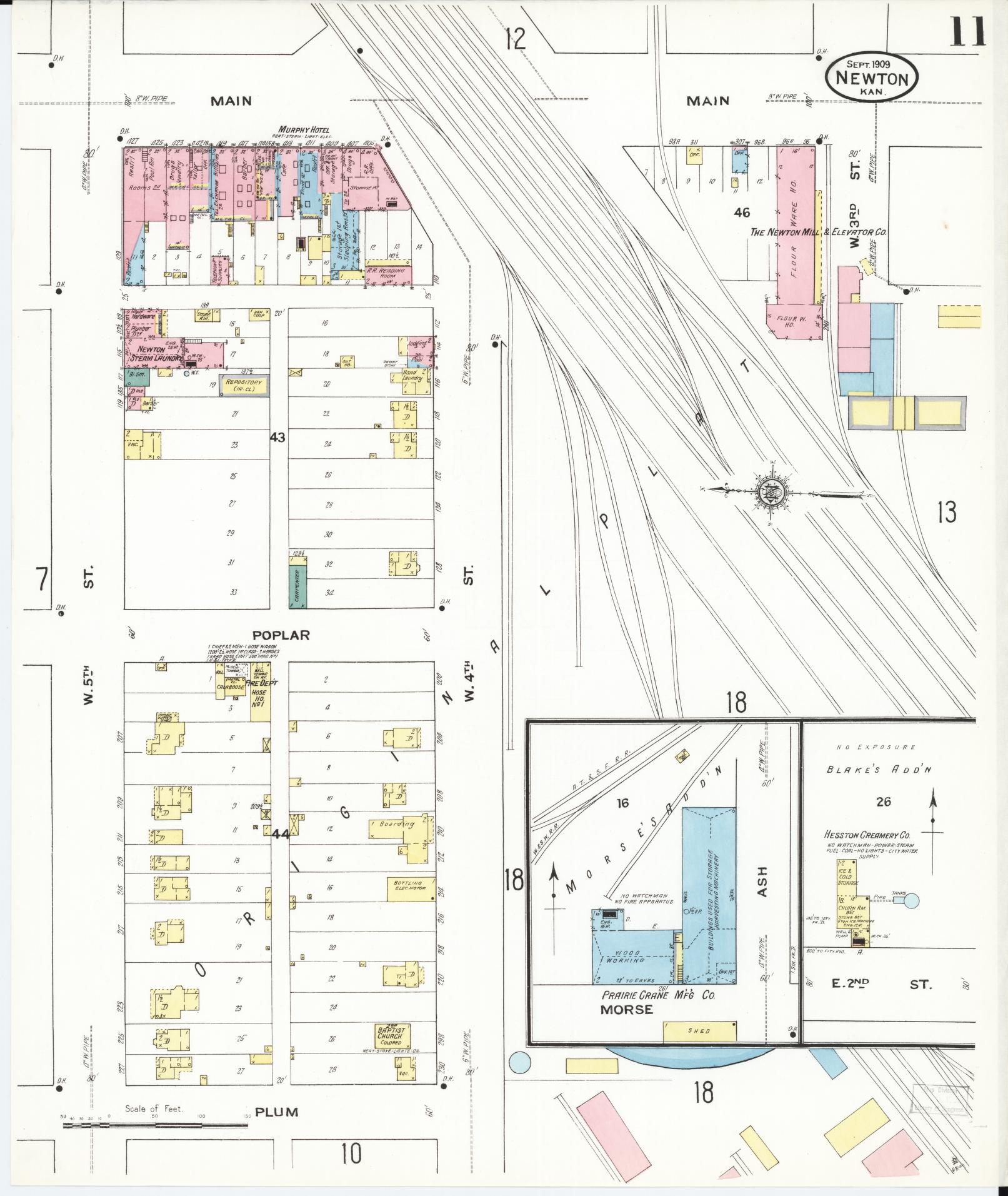 Sanborn Fire Insurance Map from Newton, Harvey County, Kansas (1909), Sheet #0011 - Complete Map Set gallery image, historic Sanborn map, vintage wall art, Kansas Kansas
