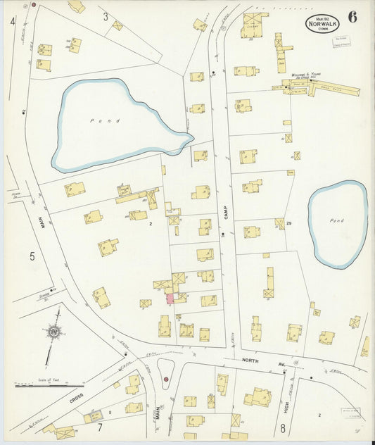 Sanborn Fire Insurance Map from Norwalk, Fairfield County, Connecticut (1912), Sheet #0006 - Historic Sanborn Fire Insurance Map Print, vintage old map wall art, antique decor, genealogy gift, Connecticut Connecticut map