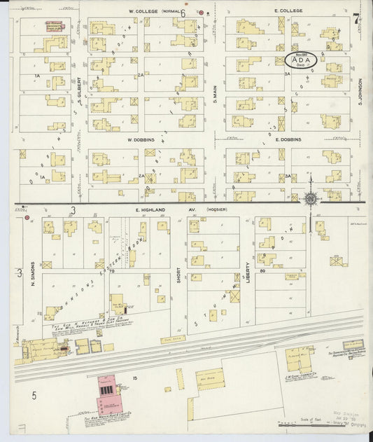Sanborn Fire Insurance Map from Ada, Hardin County, Ohio (1910), Sheet #0007 - Historic Sanborn Fire Insurance Map Print, vintage old map wall art, antique decor, genealogy gift, Ohio Ohio map