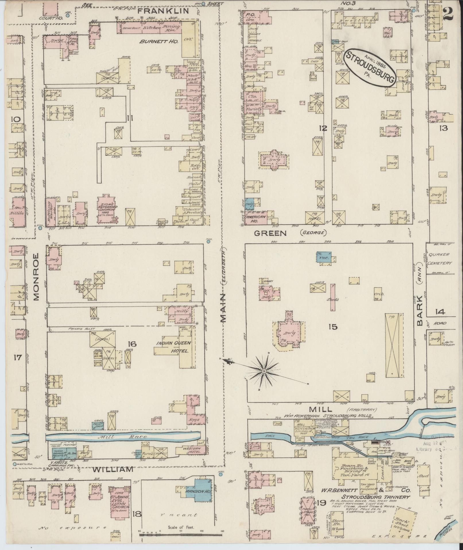 Sanborn Fire Insurance Map from Stroudsburg, Monroe County, Pennsylvania (1885), Sheet #0002 - Complete Map Set gallery image, historic Sanborn map, vintage wall art, Pennsylvania Pennsylvania