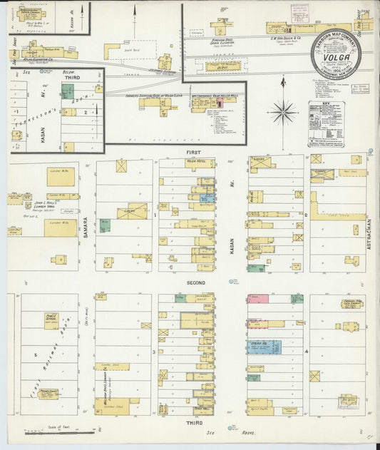 Sanborn Fire Insurance Map from Volga, Brookings County, South Dakota (1904), Sheet #0001 - Historic Sanborn Fire Insurance Map Print, vintage old map wall art, antique decor, genealogy gift, South Dakota South Dakota map