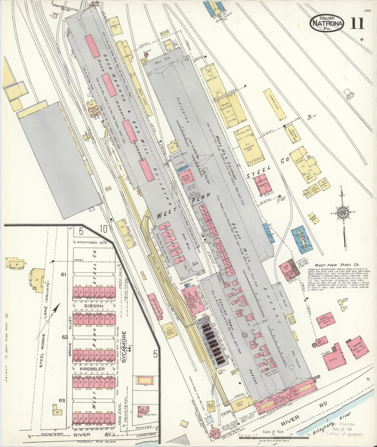 Sanborn Fire Insurance Map from Natrona, Allegheny County, Pennsylvania (1921), Sheet #0011 - Complete Map Set gallery image, historic Sanborn map, vintage wall art, Pennsylvania Pennsylvania