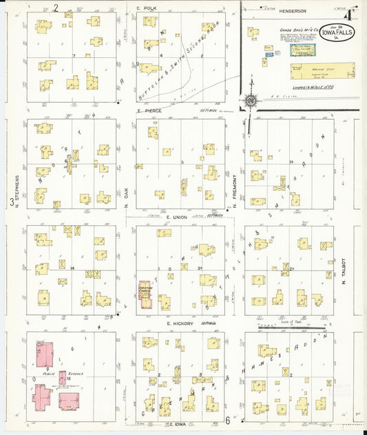 Sanborn Fire Insurance Map from Iowa Falls, Hardin County, Iowa (1911), Sheet #0004 - Historic Sanborn Fire Insurance Map Print, vintage old map wall art