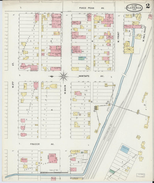 Sanborn Fire Insurance Map from Florence, Fremont County, Colorado (1895), Sheet #0002 - Historic Sanborn Fire Insurance Map Print, vintage old map wall art, antique decor, genealogy gift, Colorado Colorado map