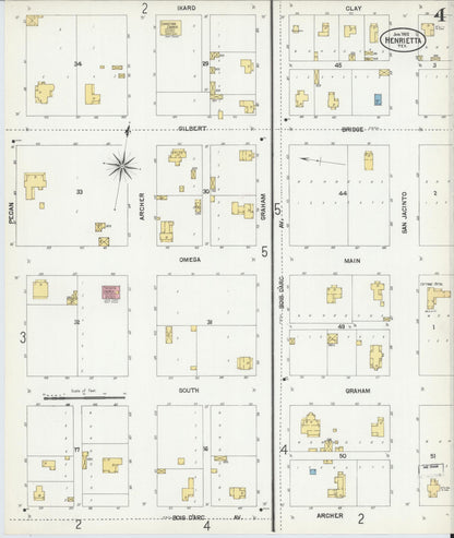 Sanborn Fire Insurance Map from Henrietta, Clay County, Texas (1902), Sheet #0004 - Complete Map Set gallery image, historic Sanborn map, vintage wall art, Texas Texas