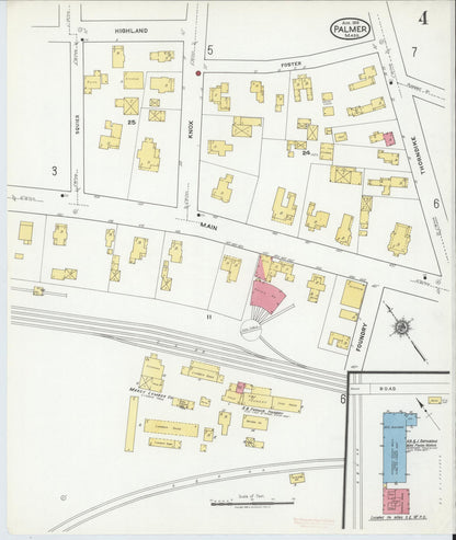 Sanborn Fire Insurance Map from Palmer, Hampden County, Massachusetts (1918), Sheet #0004 - Complete Map Set gallery image, historic Sanborn map, vintage wall art, Massachusetts Massachusetts