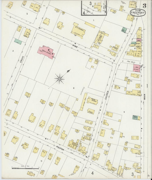 Sanborn Fire Insurance Map from Freeport, Nassau County, New York (1897), Sheet #0003 - Historic Sanborn Fire Insurance Map Print, vintage old map wall art, antique decor, genealogy gift, New York New York map