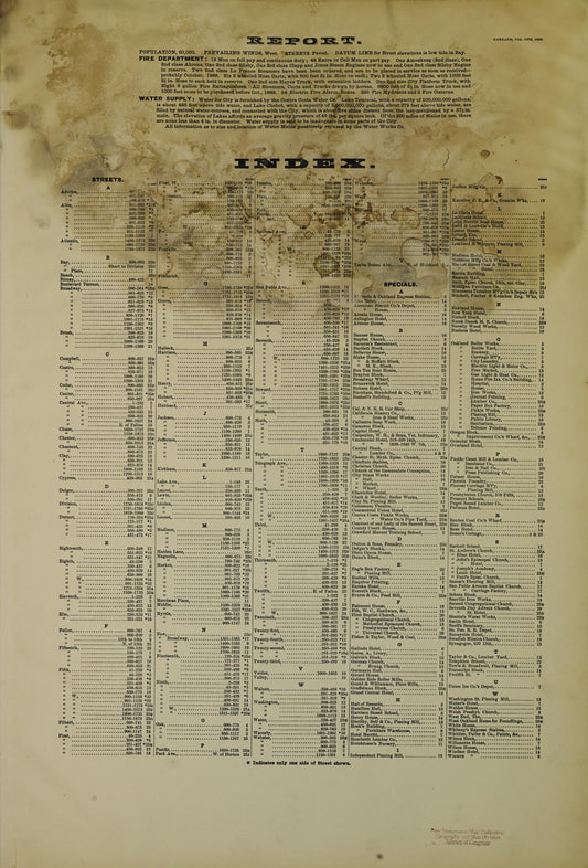 Sanborn Fire Insurance Map from Oakland, Alameda County, California (1889), Sheet #0001 - Historic Sanborn Fire Insurance Map Print, vintage old map wall art, antique decor, genealogy gift, California California map