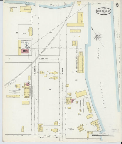 Sanborn Fire Insurance Map from Cheboygan, Cheboygan County, Michigan (1895), Sheet #0002 - Complete Map Set gallery image, historic Sanborn map, vintage wall art, Michigan Michigan