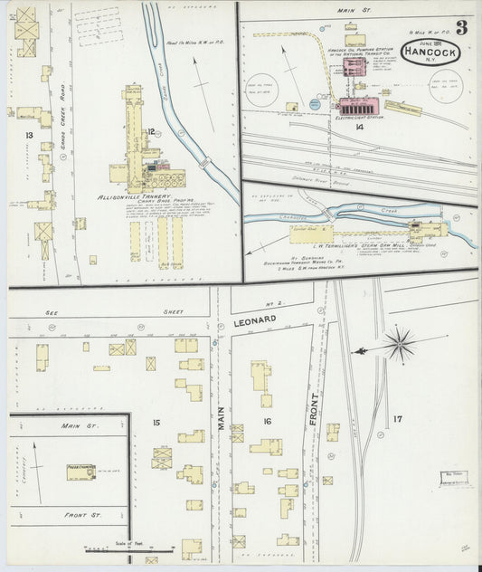 Sanborn Fire Insurance Map from Hancock, Delaware County, New York (1891), Sheet #0003 - Historic Sanborn Fire Insurance Map Print, vintage old map wall art, antique decor, genealogy gift, Hancock Delaware map