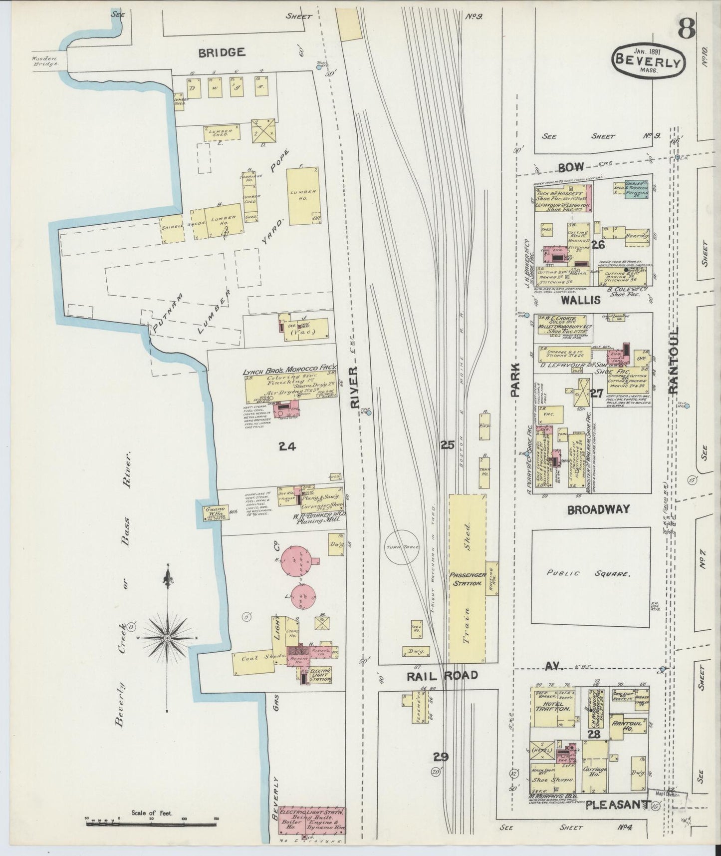 Sanborn Fire Insurance Map from Beverly, Essex County, Massachusetts (1891), Sheet #0008 - Complete Map Set gallery image, historic Sanborn map, vintage wall art, Massachusetts Massachusetts