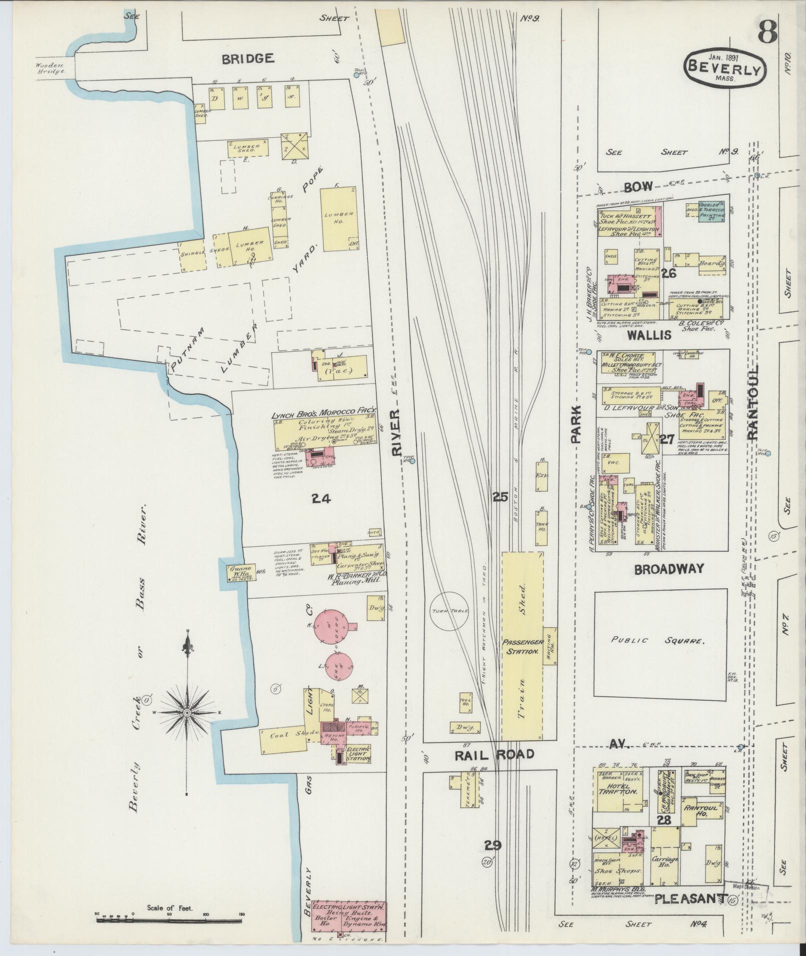 Sanborn Fire Insurance Map from Beverly, Essex County, Massachusetts (1891), Sheet #0008 - Complete Map Set gallery image, historic Sanborn map, vintage wall art, Massachusetts Massachusetts