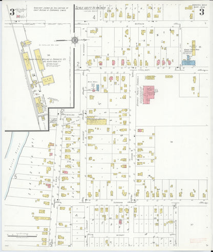 Sanborn Fire Insurance Map from Dundee, Monroe County, Michigan (1938), Sheet #0003 - Complete Map Set gallery image, historic Sanborn map, vintage wall art, Michigan Michigan
