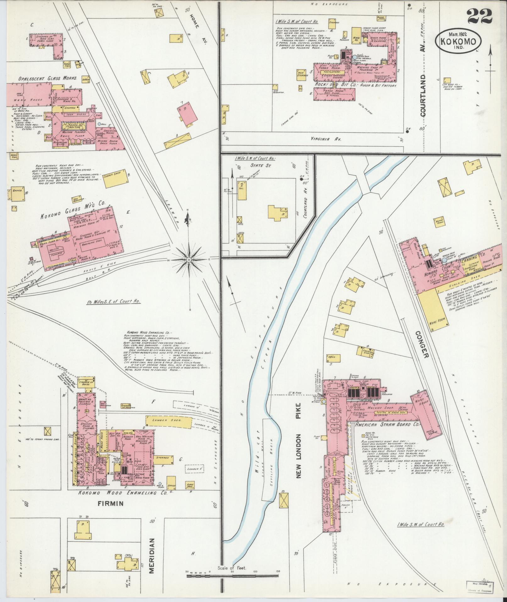 Sanborn Fire Insurance Map from Kokomo, Howard County, Indiana (1902), Sheet #0022 - Historic Sanborn Fire Insurance Map Print, vintage old map wall art, antique decor, genealogy gift, Indiana Indiana map