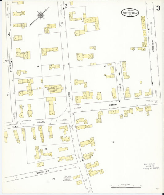 Sanborn Fire Insurance Map from Northfield, Washington County, Vermont (1910), Sheet #0003 - Historic Sanborn Fire Insurance Map Print, vintage old map wall art, antique decor, genealogy gift, Vermont Vermont map