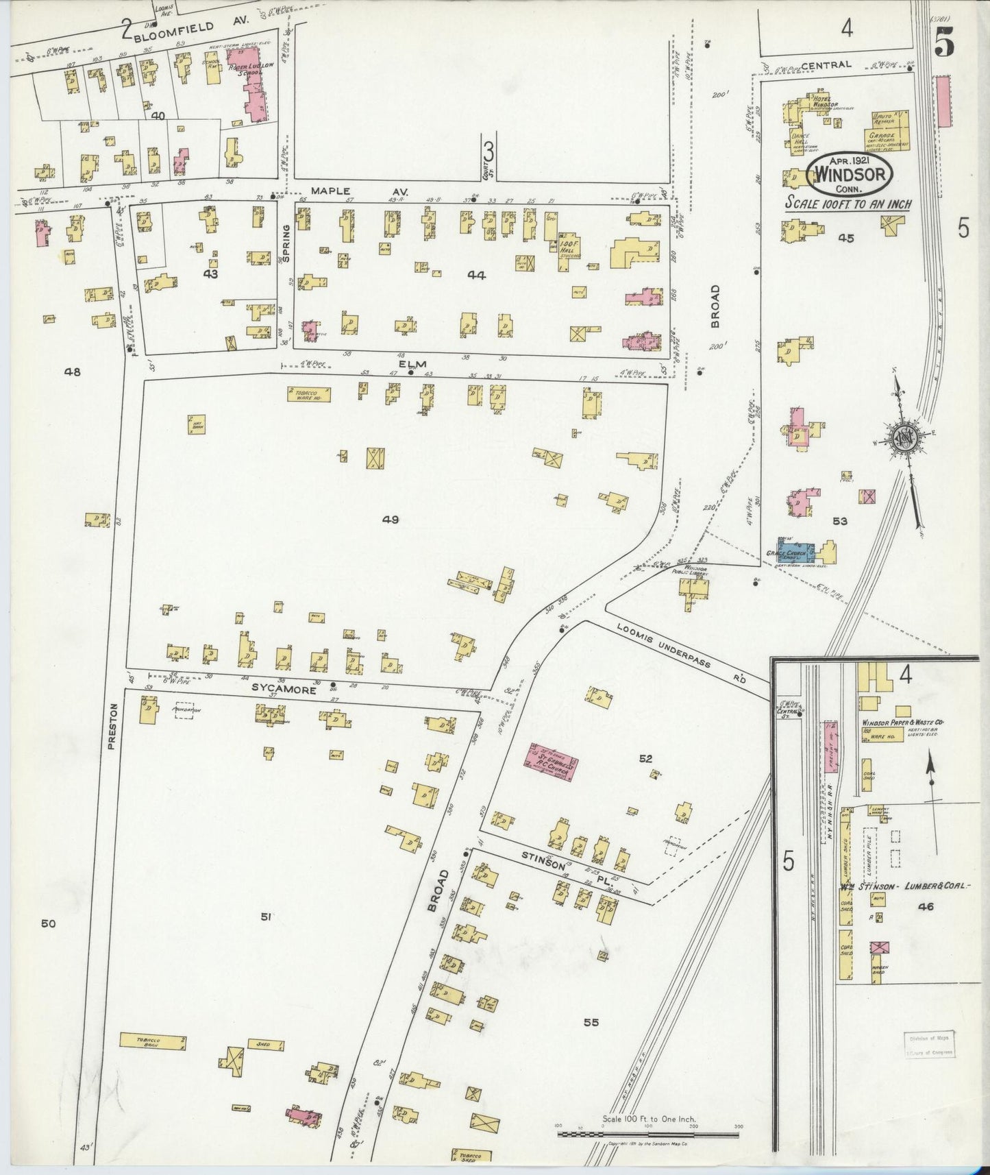 Sanborn Fire Insurance Map from Windsor, Hartford County, Connecticut (1921), Sheet #0005 - Complete Map Set gallery image, historic Sanborn map, vintage wall art, Connecticut Connecticut