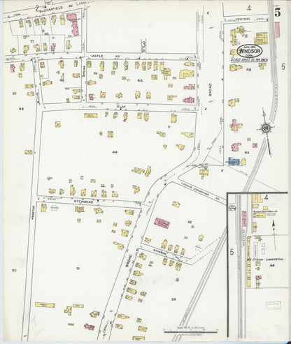 Sanborn Fire Insurance Map from Windsor, Hartford County, Connecticut (1921), Sheet #0005 - Complete Map Set gallery image, historic Sanborn map, vintage wall art, Connecticut Connecticut