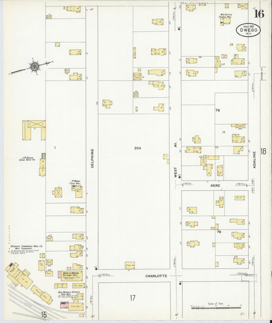 Sanborn Fire Insurance Map from Owego, Tioga County, New York (1910), Sheet #0016 - Historic Sanborn Fire Insurance Map Print, vintage old map wall art, antique decor, genealogy gift, New York New York map