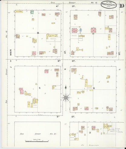 Sanborn Fire Insurance Map from Provo, Utah County, Utah (1890), Sheet #0019 - Complete Map Set gallery image, historic Sanborn map, vintage wall art, Provo Utah