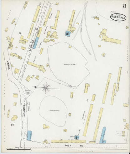 Sanborn Fire Insurance Map from Westerly, Washington County, Rhode Island (1891), Sheet #0008 - Complete Map Set gallery image, historic Sanborn map, vintage wall art, Rhode Island Rhode Island