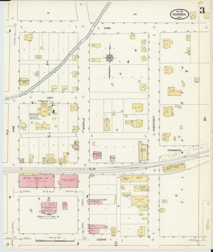 Sanborn Fire Insurance Map from Warren, Bradley County, Arkansas (1912), Sheet #0003 - Complete Map Set gallery image, historic Sanborn map, vintage wall art, Arkansas Arkansas