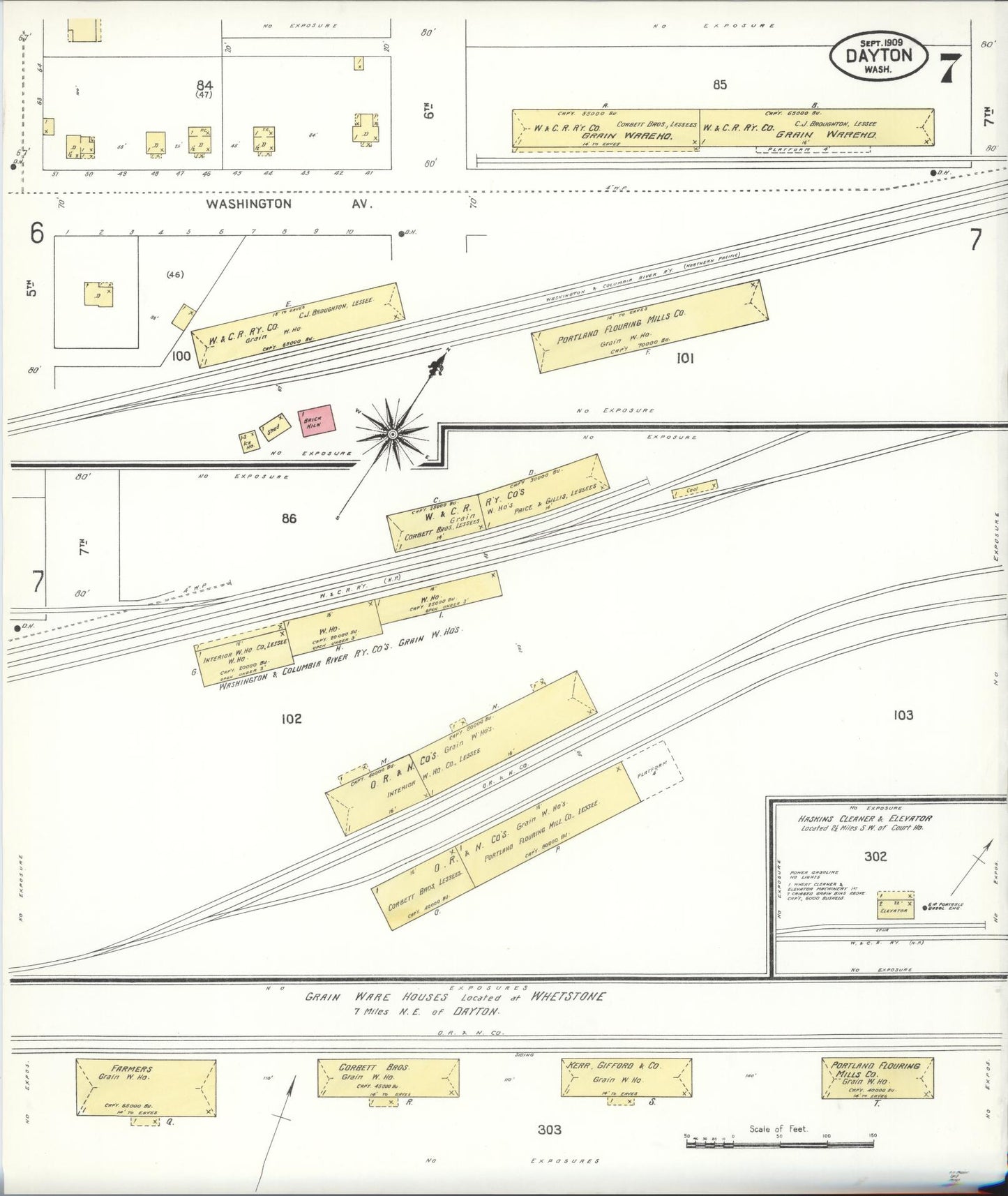 Sanborn Fire Insurance Map from Dayton, Columbia County, Washington (1909), Sheet #0007 - Complete Map Set gallery image, historic Sanborn map, vintage wall art, Washington Washington