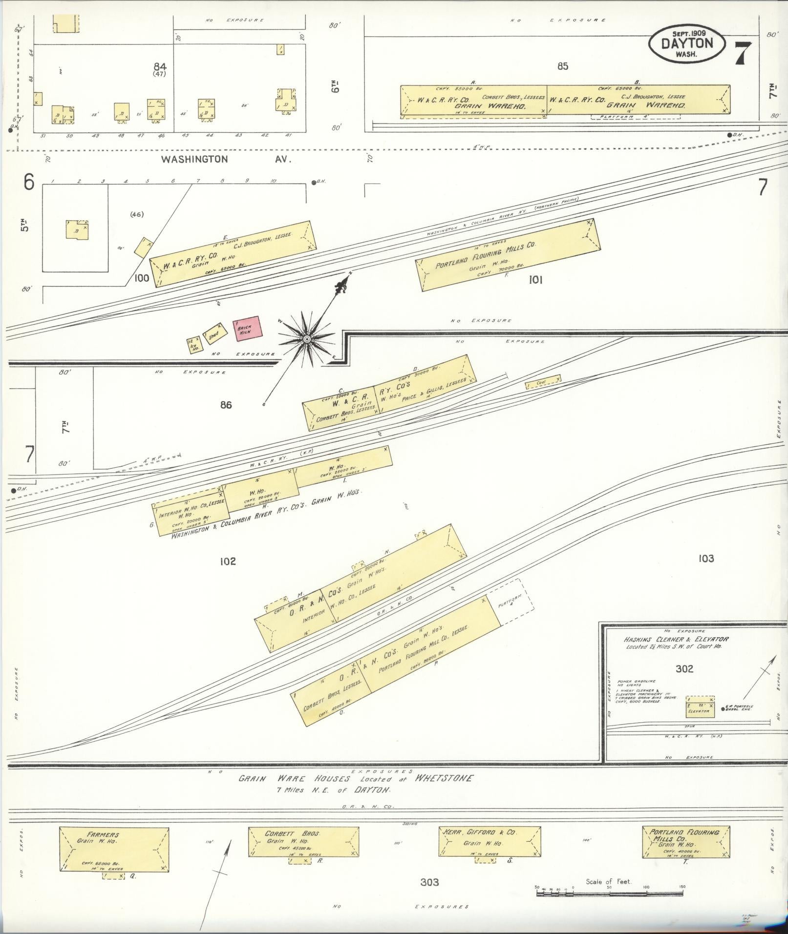 Sanborn Fire Insurance Map from Dayton, Columbia County, Washington (1909), Sheet #0007 - Complete Map Set gallery image, historic Sanborn map, vintage wall art, Washington Washington