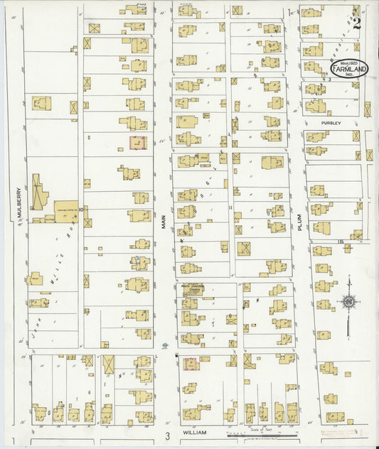 Sanborn Fire Insurance Map from Farmland, Randolph County, Indiana (1920), Sheet #0002 - Historic Sanborn Fire Insurance Map Print, vintage old map wall art, antique decor, genealogy gift, Indiana Indiana map