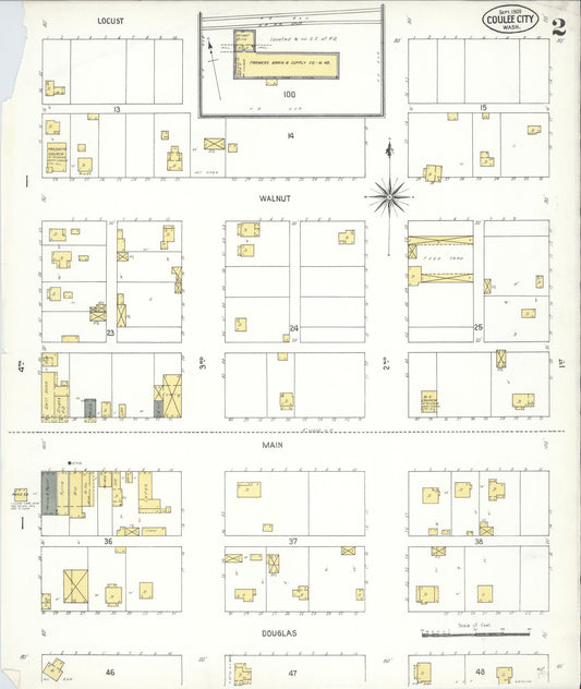 Sanborn Fire Insurance Map from Coulee City, Grant County, Washington (1909), Sheet #0002 - Historic Sanborn Fire Insurance Map Print, vintage old map wall art, antique decor, genealogy gift, Washington Washington map