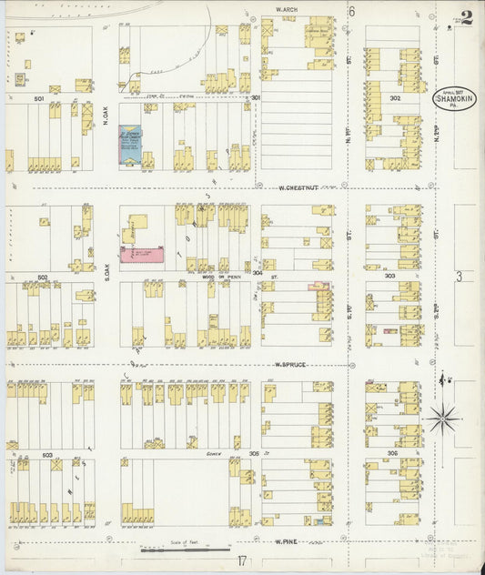 Sanborn Fire Insurance Map from Shamokin, Northumberland County, Pennsylvania (1907), Sheet #0002 - Historic Sanborn Fire Insurance Map Print, vintage old map wall art, antique decor, genealogy gift, Pennsylvania Pennsylvania map