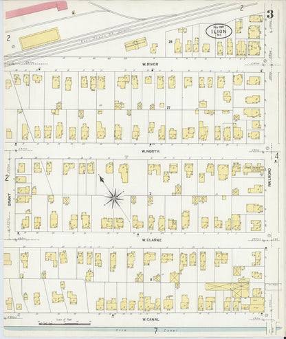 Sanborn Fire Insurance Map from Ilion, Herkimer County, New York (1907), Sheet #0003 - Complete Map Set gallery image, historic Sanborn map, vintage wall art, New York New York