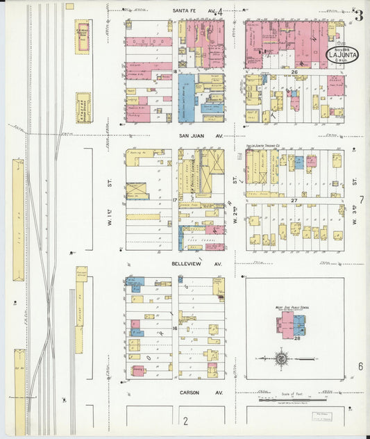 Sanborn Fire Insurance Map from La Junta, Otero County, Colorado (1919), Sheet #0003 - Historic Sanborn Fire Insurance Map Print, vintage old map wall art, antique decor, genealogy gift, Colorado Colorado map