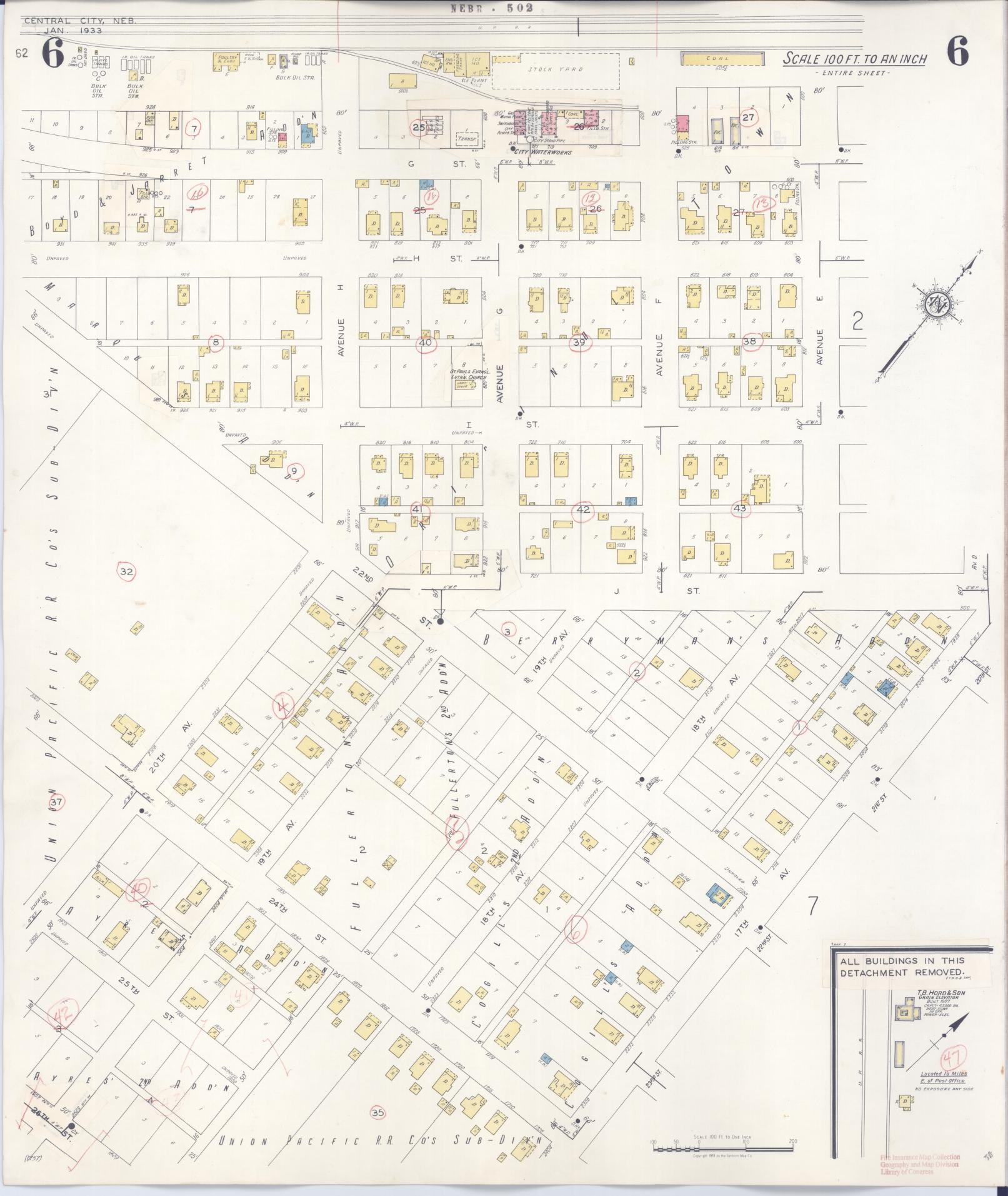 Sanborn Fire Insurance Map from Central City, Merrick County, Nebraska (1943), Sheet #0006 - Historic Sanborn Fire Insurance Map Print, vintage old map wall art, antique decor, genealogy gift, Nebraska Nebraska map