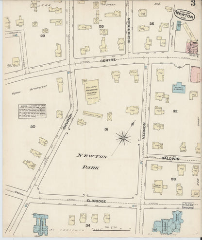 Sanborn Fire Insurance Map from Newton, Middlesex County, Massachusetts (1884), Sheet #0003 - Complete Map Set gallery image, historic Sanborn map, vintage wall art, Massachusetts Massachusetts