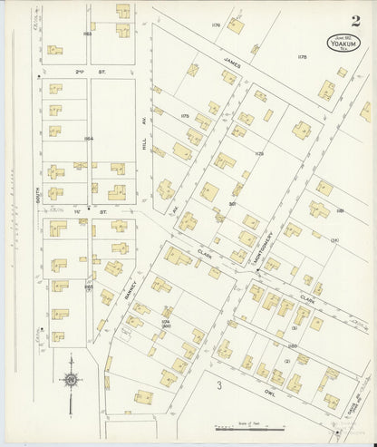 Sanborn Fire Insurance Map from Yoakum, De Witt And Lavaca Counties, Texas (1912), Sheet #0002 - Complete Map Set gallery image, historic Sanborn map, vintage wall art, Texas Texas