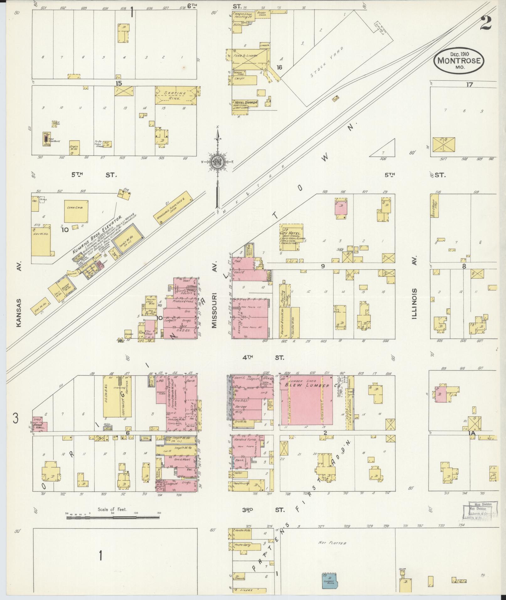 Sanborn Fire Insurance Map from Montrose, Henry County, Missouri (1910), Sheet #0002 - Historic Sanborn Fire Insurance Map Print, vintage old map wall art, antique decor, genealogy gift, Missouri Missouri map