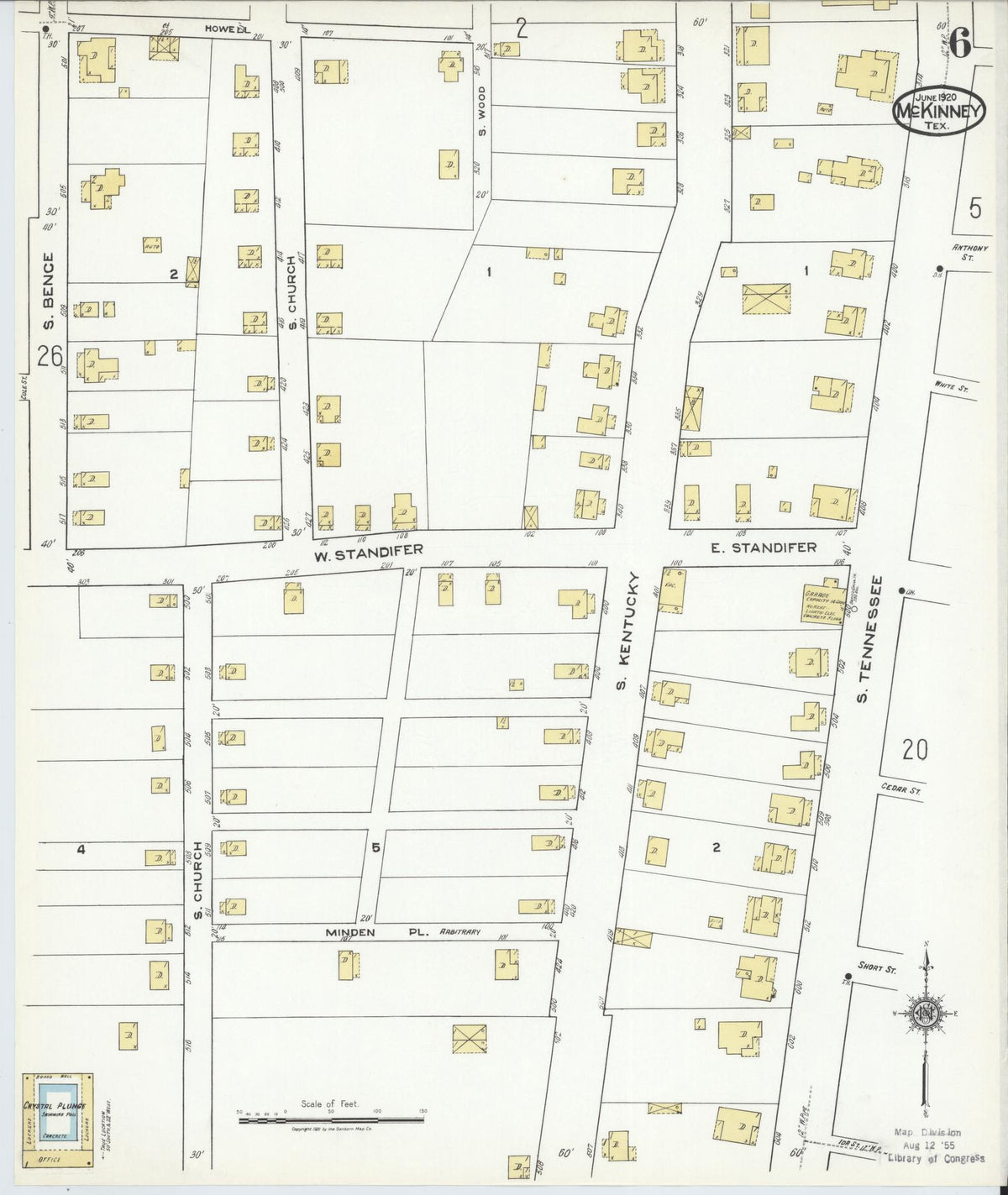 Sanborn Fire Insurance Map from McKinney, Collin County, Texas (1920), Sheet #0006 - Complete Map Set gallery image, historic Sanborn map, vintage wall art, Texas Texas