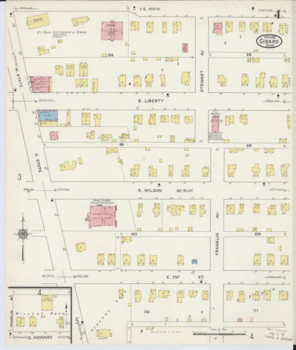 Sanborn Fire Insurance Map from Girard, Trumbull County, Ohio (1915), Sheet #0004 - Historic Sanborn Fire Insurance Map Print, vintage old map wall art, antique decor, genealogy gift, Ohio Ohio map
