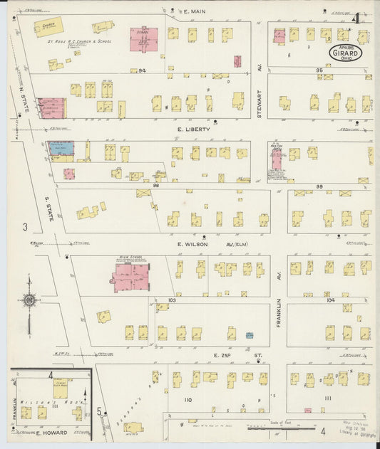 Sanborn Fire Insurance Map from Girard, Trumbull County, Ohio (1915), Sheet #0004 - Historic Sanborn Fire Insurance Map Print, vintage old map wall art, antique decor, genealogy gift, Ohio Ohio map