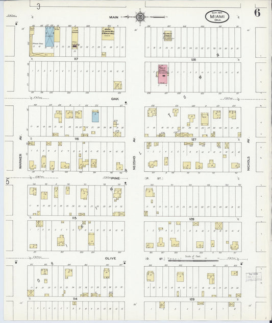 Sanborn Fire Insurance Map from Miami, Ottawa County, Oklahoma (1910), Sheet #0006 - Historic Sanborn Fire Insurance Map Print, vintage old map wall art, antique decor, genealogy gift, Oklahoma Oklahoma map